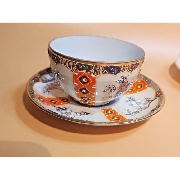 Antique Egg Shell Porcelain Hand Painted Lusterware Cup & Saucer Set RS Japan - Picture 2 of 16